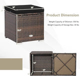 Tangkula 2 Pieces Patio Ottomans, Patiojoy Hand-Woven PE Rattan Side Table with Removable Cushion & Hidden Storage Space - Photo 9