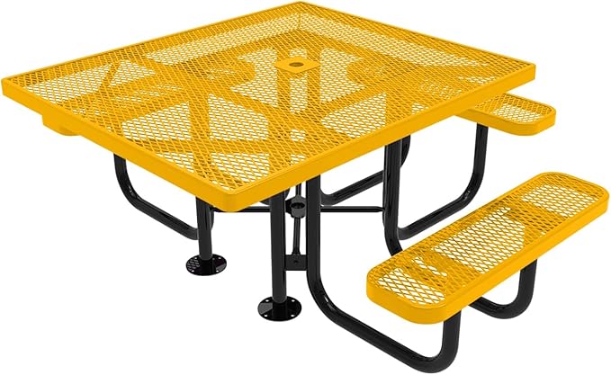 COATEDOUTDOORFURNITURE Heavy-Duty Portable ADA-Compliant Outdoor Picnic Table with Umbrella Hole - Photo 1
