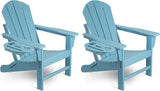Adirondack Chair Set of 2, HDPE Folding Adirondack Chair with Multifunctional Cup Holder