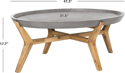 Safavieh Outdoor Collection Hadwin Dark Grey Indoor/Outdoor Modern Concrete Oval 31.5" Coffee Table