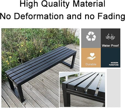 Cast Iron Metal Garden Bench Park Bench Outdoor Bench, Thick Board, Waterproof, Anti-Rust and Sun-Proof for Porch Chair Park Yard Patio Deck Lawn, Bearing 500KG (Color : Black, Size : 150cm/59