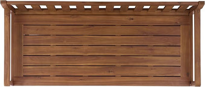 SAFAVIEH Outdoor Patio Furniture Collection – Kelter Solid Teak Wood Bench Box with Storage, Slatted Design, Versatile Indoor/Outdoor Seating (PAT6813A)