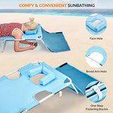 VINGLI Tanning Chair, Beach Lounge Chair with Face Hole, Lounge Chair Outdoor, Height-Adjustable Tanning Lounger - Photo 4