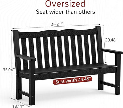 Stoog Weatherproof Outdoor Bench & Outdoor Chairs Set, Patio Furniture Set, Include 2 Garden Chairs and 1 Garden Bench, for Porch, Backyard, Lawn, Patio and Deck, Black