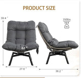 JAMFLY Rattan Swivel Chair, 360° Wicker Swivel Chairs with Thickened Cushions & Side Storage - Photo 2