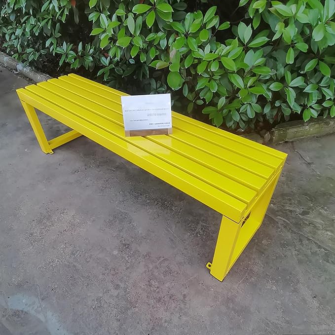 Outdoor Bench Weatherproof Garden Bench Metal Outdoor Seating All Weather Park Bench Outside Bench, Easy to Assemble(Yellow,120cm/47in)