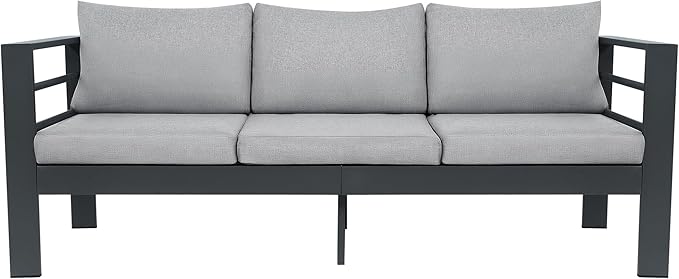 3-Seater All-Weather Iron Patio Sofa with Cushions - Heavy-Duty Metal Outdoor Sectional Couch for Garden - Photo 1