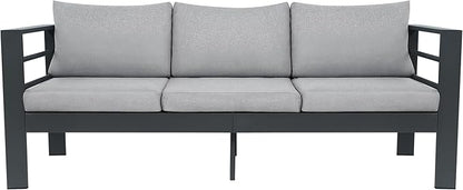3-Seater All-Weather Iron Patio Sofa with Cushions - Heavy-Duty Metal Outdoor Sectional Couch for Garden, Poolside & Backyard (Modern Rust-Resistant Design)