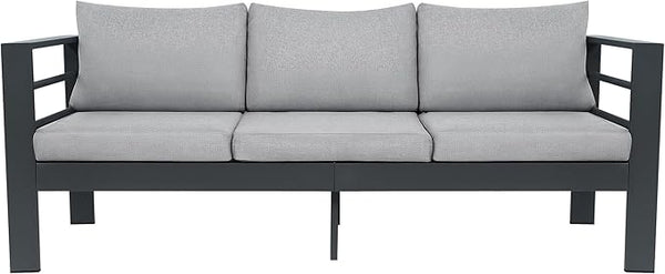3-Seater All-Weather Iron Patio Sofa with Cushions - Heavy-Duty Metal Outdoor Sectional Couch for Garden - Photo 1