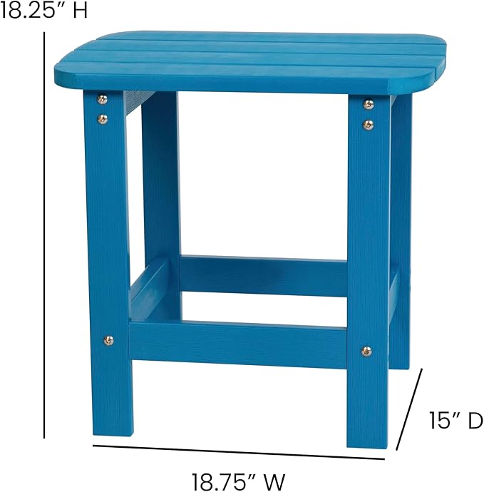 Flash Furniture Charlestown Tiered Commercial Poly Resin Adirondack Side Table - Blue - All-Weather - Indoor/Outdoor