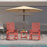 Aruba Blue 4-Piece Outdoor Rocking Chair Set – 2 HDPE Rocking Lawn Chairs, Side Table & Beige 9FT Patio Umbrella - Photo 1