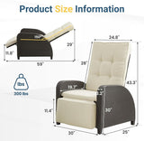 Green4ever 2-Peices Outdoor Patio Recliner with Adjustable Backrest, All-Weather Wicker Patio Chair with Side Table - Photo 2