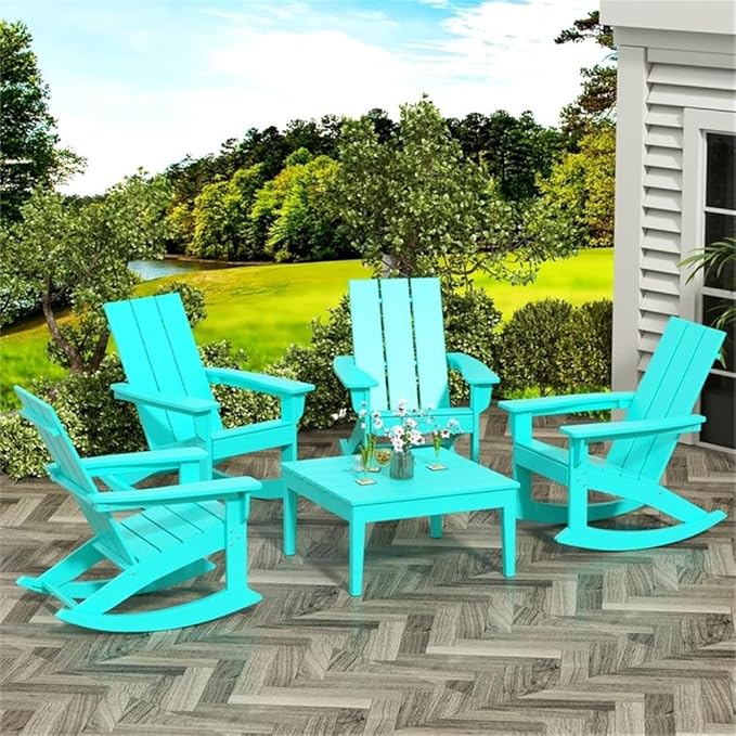 Costaelm Outdoor Side Tables for Patio, Small Patio Conversation Table Weather Resistant Coffee Table, Small Square Outdoor End Tables for Porch, Balcony, Poolside, Turquoise