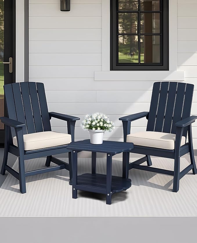 Outvita Adirondack Side Table, 24 Inch Square Outdoor End Table, HDPE Weather Resistant Coffee Table for Patio Balcony Deck Garden, Blue