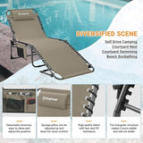 KingCamp Lounge Chair Outdoor, Folding Portable Tanning Chairs Comfy Adjustable 5-Position Lay Flat Foldable Chaise - Photo 5