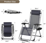 Zero Gravity Chair, Portable Folding Reclining Lounge Chairs with Adjustable Cushion and Cup Holder Trays for Outdoor - Photo 3