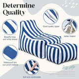 Outdoor Bean Bag Chair with Ottoman, Large Patio Lounge Chair for Adults, Thick Filled Lounger for Pool, Deck - Photo 3