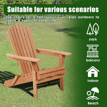 FDW Folding Adirondack Chair, All Weather Patio Chair Outdoor Fire Pit Chair for Patio Lawn Garden Backyard Deck Pool Beach