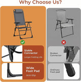 TLSUNNY Folding Patio Chairs Set of 4, Outdoor Lawn Chair w/ 5 Level Adjustable Teslin Back, Removable Headrest - Photo 4