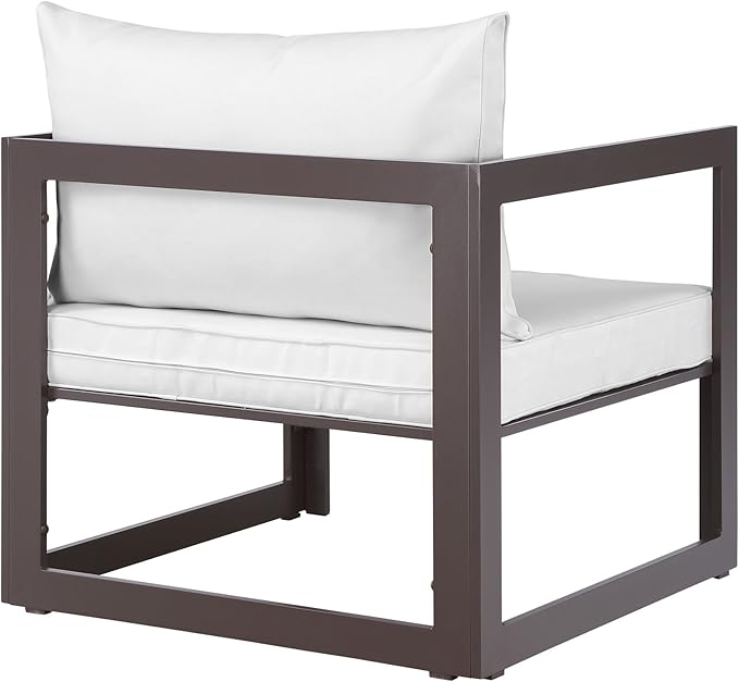 Modway EEI-1517 Fortuna Aluminum Outdoor Patio Armchair in Brown White - Photo 3