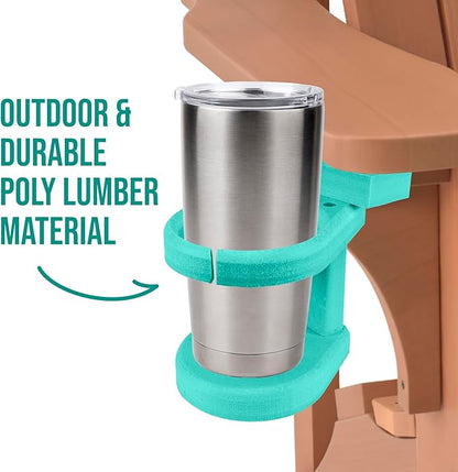 Durable Cup Holder for Outdoor Furniture – Adirondack Chair Attachment, Teal, Perfect for Outdoor Enthusiasts, Affordable & Easy to Use