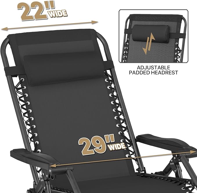MoNiBloom Oversized Patio Rocking Chair Set of 2 Zero Gravity Chair XL - Photo 6