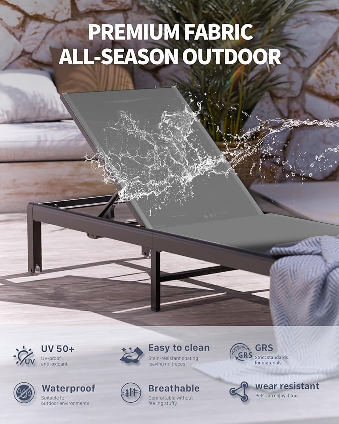 Aluminum Lounge Chairs Outdoor Chaise Furniture - Photo 4