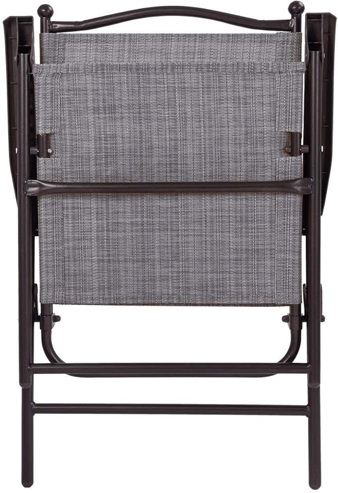 Giantex Set of 2 Patio Folding Chairs, Outdoor Patio Dining Chairs w/Armrest, Sling Back, Metal Frame - Photo 6