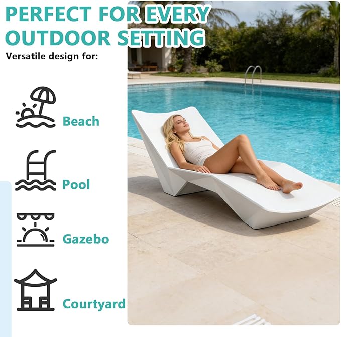 Ergonomic Pool Lounger, Water Chaise with Weight Box, in-Pool Lounge Chair for Shallow Water, Easy Assembly, Waterproof & UV Resistant (White)