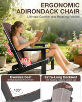 Folding Adirondack Chair –Recyclable HDPE Outdoor Adirondack Patio Chair with Cup Holder, Wood Texture & Umbrella Hole - Photo 5