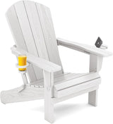 SERWALL Adirondack Chair with Cup Holders - Composite Adirondack Chairs HDPE Outdoor Chairs All Weather Use- White - Photo 1