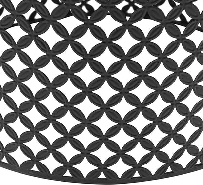 2PCS Outdoor Side Table, Heavy Duty Metal Frame Side Table Decorative Garden Stool Modern End Table Round Coffee Table for Patio Gardens Balconies Cafes (Black)