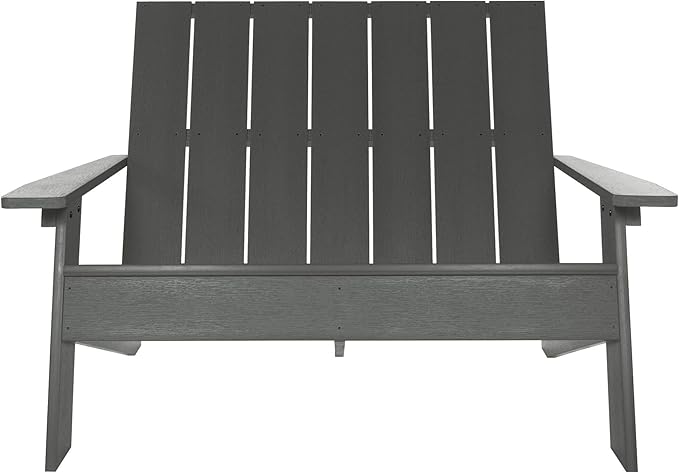 highwood Italica Modern Outdoor Adirondack Loveseat, Coastal Teak