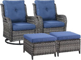 Rilyson Wicker Patio Furniture Set - 4 Piece Rattan Outdoor Sectional Conversation Sets with 2 Swivel Rocking Chairs - Photo 1