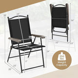 Giantex Set of 2 Patio Folding Chairs, Outdoor Patio Dining Chairs w/Armrest, Sling Back, Metal Frame - Photo 3