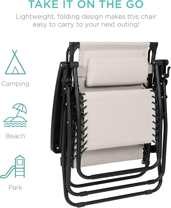 Best Choice Products 30” Wide Folding Zero Gravity Outdoor Recliner Patio Lounge Chair w/Adjustable Canopy Shade - Photo 9