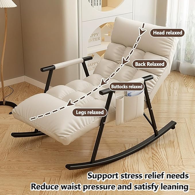Modern Bedroom rocking chair with cushion, Comfortable living room Sofa Lounger, garden lounge chair with armrests - Photo 4