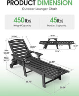 Lounge Chair Outdoor Set of 2, HDPE Chaise Lounge Outdoor, Pool Lounge Chair for Pool Poolside Deck Backyard Patio - Photo 2