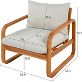 Merax Outdoor 4-Piece Acacia Wood Conversation Set - Patio 2-Seat Loveseat Sofa w/Coushion - Photo 9