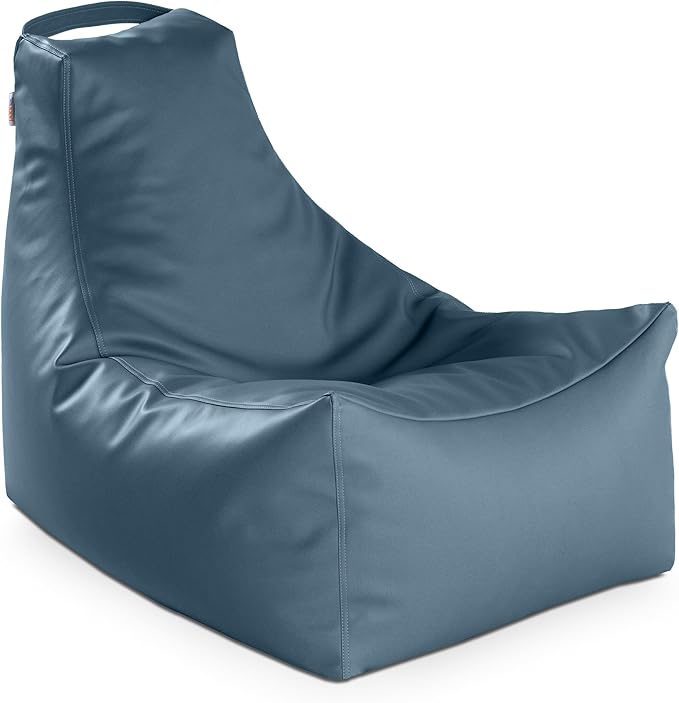 Jaxx Juniper Nautical Edition - Casual Bean Bag Seating for Boat, Yacht & Watersports - Marine Vinyl, Bay Navy Blue