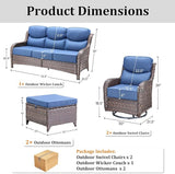 Luxury High Back Patio Furniture Set with 6-Inch Thick Cushions, 5-Pieces Outdoor Furniture with Swivel Chairs - Photo 9
