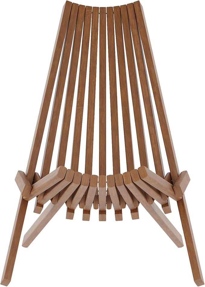 Flash Furniture Delia Commercial Indoor/Outdoor Wood Folding Chair, Low Profile Lounge for Patio, Porch, or Garden, Versatile Weather-Resistant Acacia Wood, Brown