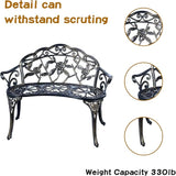 JARDIN DE CENTENNIAL Patio Garden Bench Metal Park Bench Cast Aluminum Outdoor Furniture with Floral Rose for Patio - Photo 5