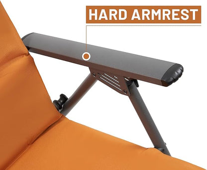 Timber Ridge Oversized Folding Rocking Camping Chair, Padded Outdoor Rocker with High Back, Portable Outdoor Chair for Patio, Garden, Lawn, Supports up to 400 lbs, Orange