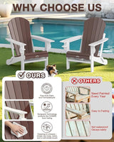 Folding Adirondack Chair –Recyclable HDPE Outdoor Adirondack Patio Chair with Cup Holder, Wood Texture & Umbrella Hole - Photo 7