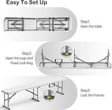 6 Foot Folding Bench, Portable Plastic Folding Bench Seat, Foldable Seat for Indoor Outdoor Picnic Camping Dining - Photo 6