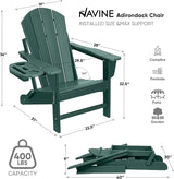 Adirondack Chair Set of 2, HDPE Folding Adirondack Chair with Multifunctional Cup Holder - Photo 3