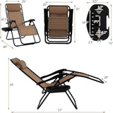 Tangkula Zero Gravity Chair, Folding Patio Lounge Chair Adjustable Outdoor Recliner with Cup Holder - Photo 3
