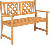 Outdoor Bench with Arms and Back, Fir Wood, Natural Wood Finish, Weather Resistant for Patio, Backyard, Porch, Deck - Photo 1