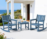 SERWALL HDPE Outdoor Rocking Chairs Set of 6, All Weather 4 Porch Rockers with 2 Side Tables - Photo 9